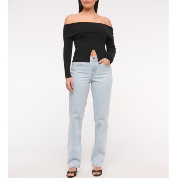 Abercrombie & Fitch Light Blue Curve Love Mid Rise 90s Straight Jeans Size 30 - Picture 12 of 12